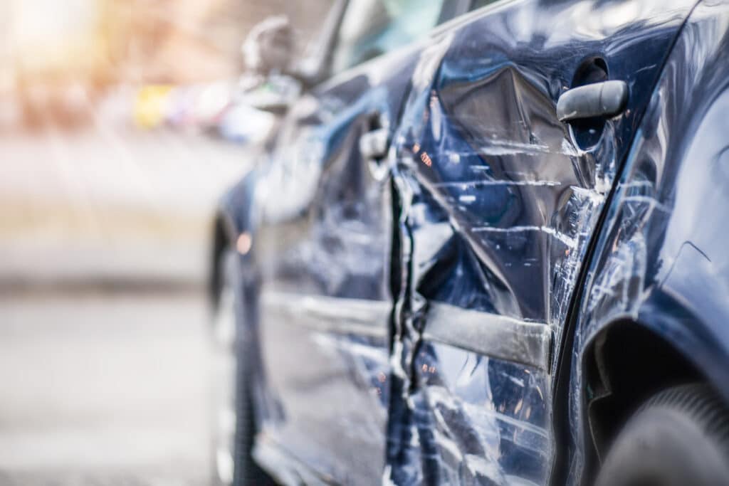 Damaged car in a Spartanburg car accident lawyer case